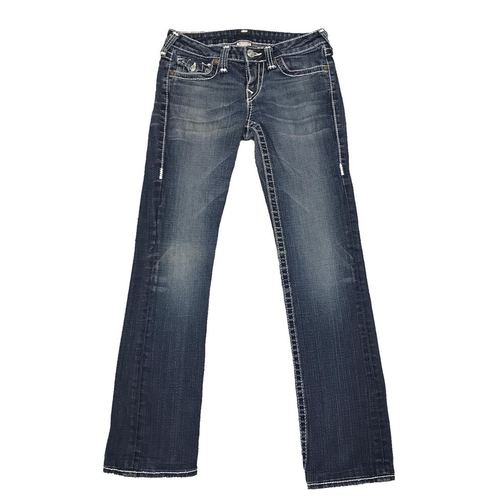 True Religion Billy Big T Jeans Womens 28 Blue Straight Low Rise Stretch USA